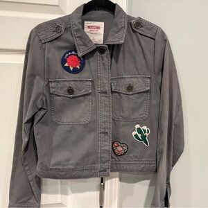 Mossimo Supply Co. Gray Jacket with Patches